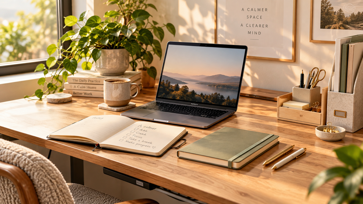 🌿 How to Build a Calm, Organized Desk That Helps You Focus