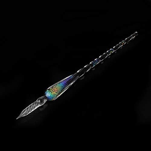 Handmade Glass Dip Pen Crystal Calligraphy Pen Signature Dipped Pen for Artist Women Men Teens,Writing Drawing Decoration Gifts Rainbow