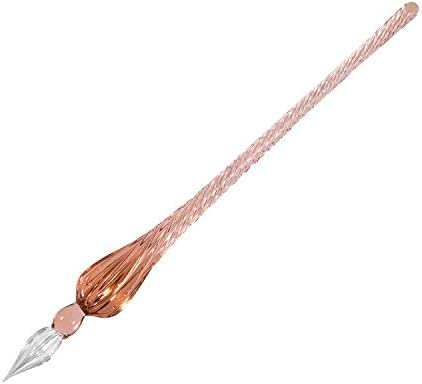 Handmade Glass Dip Pen Crystal Calligraphy Pen Signature Dipped Pen for Artist Women Men Teens,Writing Drawing Decoration Gifts (Pink)