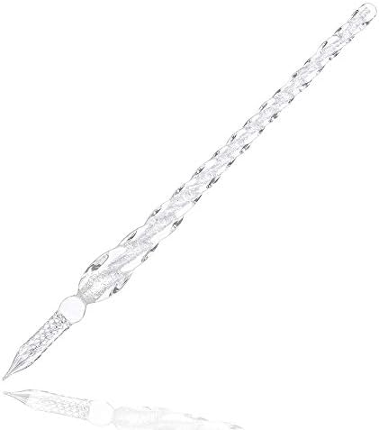 Handmade Glass Dip Pen Crystal Calligraphy Pen Signature Dipped Pen for Artist Women Men Teens,Writing Drawing Decoration Gifts (Silvery)