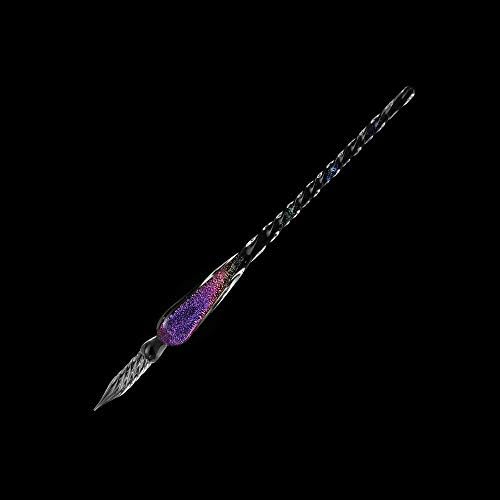 Handmade Glass Dip Pen Crystal Calligraphy Pen Signature Dipped Pen for Artist Women Men Teens,Writing Drawing Decoration Gifts (Purple)