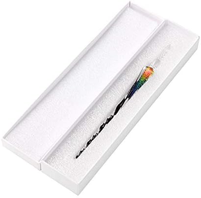 Handmade Glass Dip Pen Crystal Calligraphy Pen Signature Dipped Pen for Artist Women Men Teens,Writing Drawing Decoration Gifts Rainbow