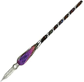 Handmade Glass Dip Pen Crystal Calligraphy Pen Signature Dipped Pen for Artist Women Men Teens,Writing Drawing Decoration Gifts (Purple)