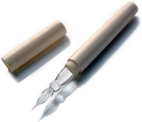SeventyTwo Handmade Glass Dip Pen, Ivory White, Fine Point, Classic Style for Calligraphy and Art (Ivory White)