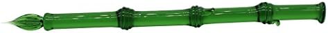 Gullor Glass Dip Pen Bamboo Shape Handmade Glass Signature Pen Crystal Dip Sign Pen Gift Pen, Green