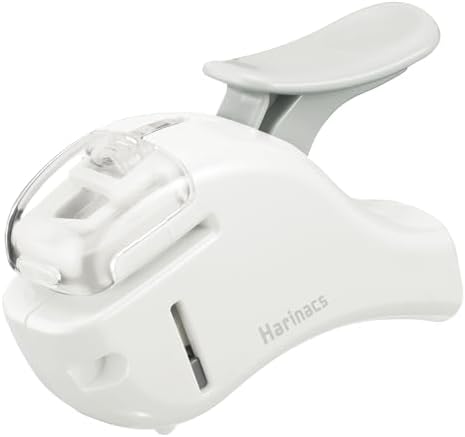 Kokuyo Stapleless Stapler, Harinacs Handheld Staple-Free, Up to 5 Sheets No Staple Binding, Portable Holeless Compact Alpha, Pale White, Japan Import (SLN-MSH305PW)