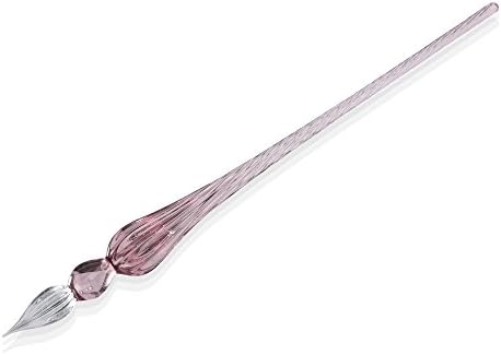 Handmade Glass Dip Pen Crystal Calligraphy Pen Signature Dipped Pen for Artist Women Men Teens,Writing Drawing Decoration Gifts (Light Purple)