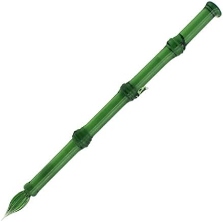 Gullor Glass Dip Pen Bamboo Shape Handmade Glass Signature Pen Crystal Dip Sign Pen Gift Pen, Green