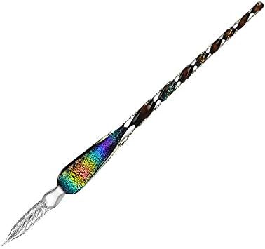 Handmade Glass Dip Pen Crystal Calligraphy Pen Signature Dipped Pen for Artist Women Men Teens,Writing Drawing Decoration Gifts Rainbow