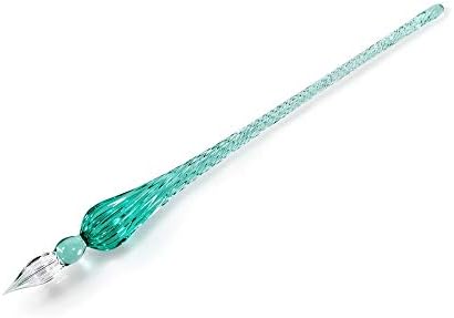 Handmade Glass Dip Pen Crystal Calligraphy Pen Signature Dipped Pen for Artist Women Men Teens,Writing Drawing Decoration Gifts (Ice green)