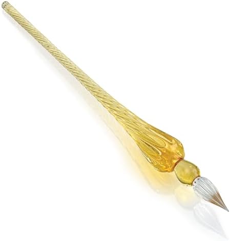 Jacques Herbin - Ref 21453T - Traditional Glass Quill Pen with Gift Box - Sand Colour - 18cm Long, Suitable for Fountain Pen Ink, Handmade, Twisted Glass Threads
