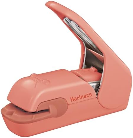 Kokuyo Stapleless Stapler, Harinacs Desktop & Handheld Staple-Free, Up to 5 Sheets No Staple Binding, Portable Compact Holeless Stapler, Salmon Pink, Japan Import (SLN-MPH105VP)