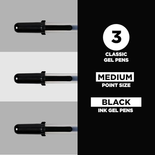 Sakura Gelly Roll Gel Pens, Medium Point, 0.4 mm Line, Black - 3 Pack