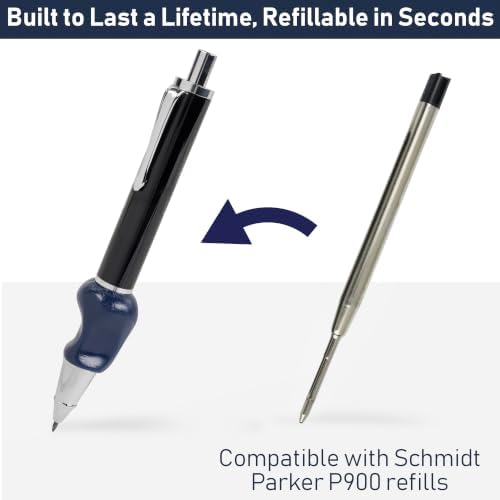 The Pencil Grip Heavyweight Pen, Weighted Ballpoint Pen with Patented Ergonomic Grip for Parkinson's, Essential Tremor, Arthritis and Hand Weakness, Refillable Metal Pen for Adults, Black, TPG-651