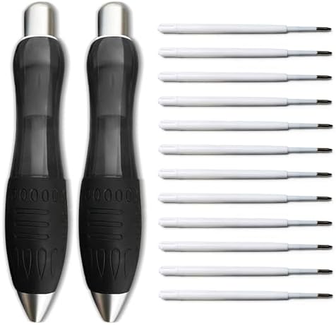 14pcs Big Fat Pens Aids Writing - 2 Pens + 6 Black Refills + 6 Blue Refills for Tremor, Arthritis, Parkinson, Handicap, Carpal Tunnel
