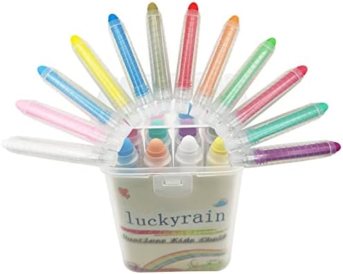 luckyrain Non-toxic Dustless Chalk With Holder for Kids Colored Chalk，12PCS