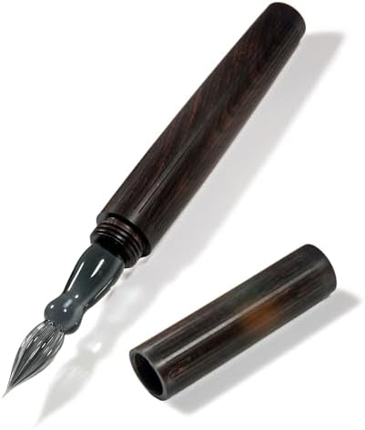 SeventyTwo Handmade Glass Dip Pen with Wood Handle, Calligraphy Writing Pen with Glass Nib (Black)