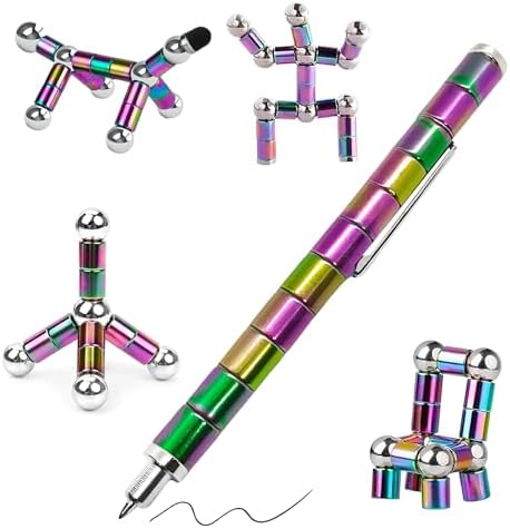 Fidget Toys Adult, Magnetic Fidget Pen, Magnet Pen for Boys, Fun Christmas Easter Basket Stuffers Cool Gifts for Teens(Rainbow)