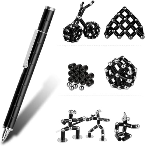 Fidget Pen, Cool Toys Pen Decompression Magnetic Metal Pen, Desk Toys Multifunctional Deformable Writing Pen, Basket Stuffers Gadgets Gift for Kids Adults (Color)