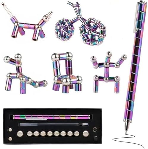 Fidget Pen, Magnetic Fidget Cool Gadgets Pen, Decompression Magnet Pen Fidget Toy, Relieve Pressure Novel Toy Fidget Gift for Teens or Friends for Birthday Christmas (Small Rainbow)