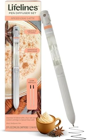 Lifelines Pen Diffuser, Spiced Chai Latte, 1mm Black Ballpoint Pen