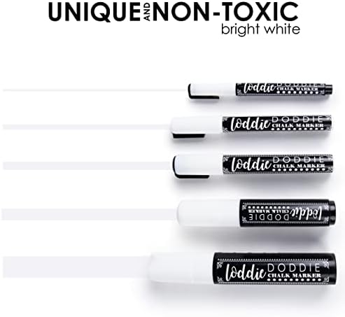 Loddie Doddie Chalk Markers, 1-15mm Tips, Windows & Glass, White, 5 Pack