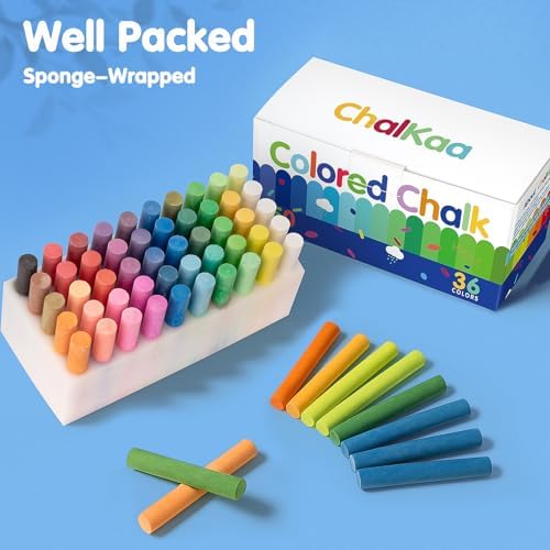 36 Color Chalk Set, 50 Sticks, Vibrant Colored Chalk for Kids Art