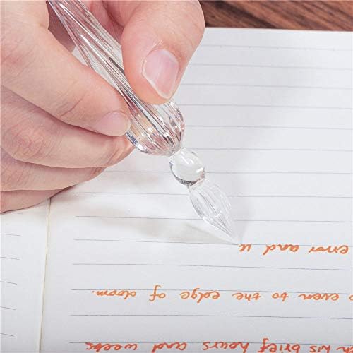 Handmade Glass Dip Pen Crystal Calligraphy Pen Signature Dipped Pen for Artist Women Men Teens,Writing Drawing Decoration Gifts (Transparent)