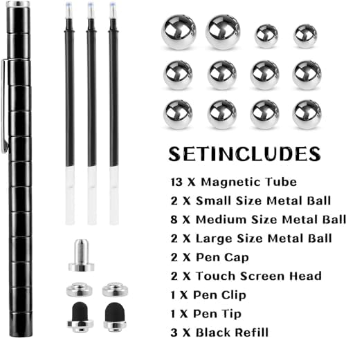 Magnetic Fidget Pen Toys for Teens- Color Fidget Pen Toy, Sensory Tool Fidgeting Game, Cool Gadget Best for Stress and Anxiety Relief and Kill Time,Novelty Gifts for Teen and Adults (Black)