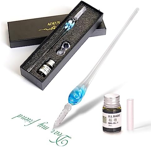 Glass Dip Pen Set,Calligraphy Pen,Crystal Signature Pen for Art, Writing, Signatures -Decoration and Business Gift