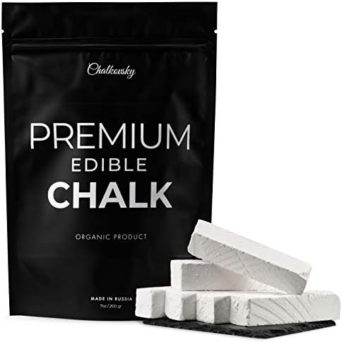 Premium Edible Chalk - Natural Chalk for Eating - Crunchy Belgorod Chalk Chunks - Russian Organic Chalk for Bone Strength - Zero Additives, No Impurities - White 7oz (200g)