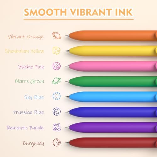 8Pcs Colorful Gel Pens - 0.7mm Fine Point Colored Ink Fidget Pens