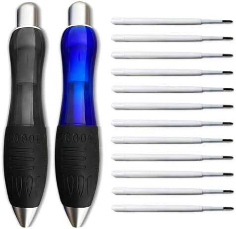 14pcs Big Fat Pens Aids Writing - 2 Pens + 6 Black Refills + 6 Blue Refills for Tremor, Arthritis, Parkinson, Handicap, Carpal Tunnel