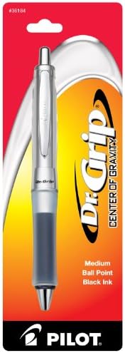 PILOT Dr. Grip Center of Gravity Refillable & Retractable Ballpoint Pen, Medium Point, Grip Color May Vary, Black Ink, Single Pen (36184)