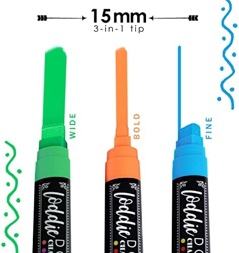 Loddie Doddie Chalk Markers for Blackboard, Wipes with Water, 15 mm, 8 Pack