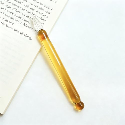 Gold Toned Transparent Glass Dip Pen High Borosilicate Crystal Spiral Pen