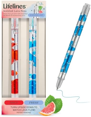 Lifelines Scented Lava Gel Pen Set, 2 Blue & Red Pack, 0.7mm