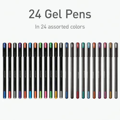 Pentonic Gel Pens, 24 Count, Mixed Pack (12 Assorted Color Pens, 12 Glitter Pens), Medium & Fine Point, Smooth Writing For Journaling (1002355)