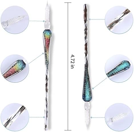 glass dip pen set,Calligraphy pens for beginners,ink pen, Writing, Signatures, Calligraphy, Decoration, Gift with two Art pen (Colorful)