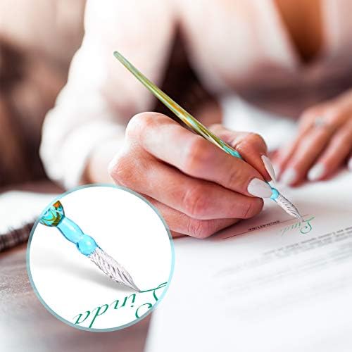 Glass Dip Pen Set,Calligraphy Pen,Crystal Signature Pen for Art, Writing, Signatures -Decoration and Business Gift