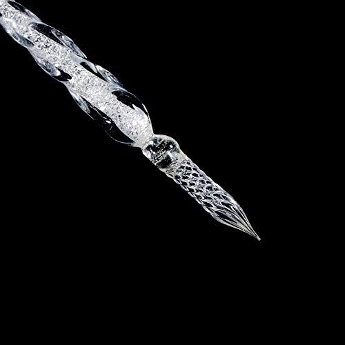 Handmade Glass Dip Pen Crystal Calligraphy Pen Signature Dipped Pen for Artist Women Men Teens,Writing Drawing Decoration Gifts (Silvery)