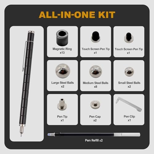 Magentic Fidget Pen for Teen Boys Fathers DaD Gifts, Teacher Appreciation Gift, Birthday Gift For Men Women Him Her Teenage Boys, Cool Gadget Toys For Adults Office Desk Accessories- Black