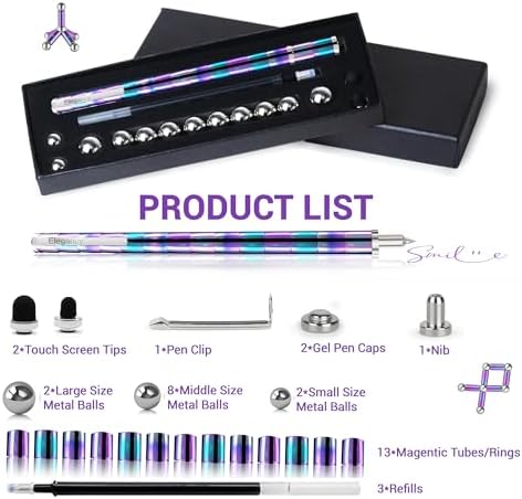 Elegancy Fidget Pen Magnetic Unique for Kids Magnet Gel Pen Gadget for Men Creative Stress Relief Office Desk Tool and Innovative Gift for Teenagers Adults Fidget Toy