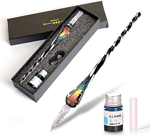 Glass Dip Pen Set,Calligraphy Pen,Crystal Signature Pen for Art, Writing, Signatures -Decoration and Business Gift