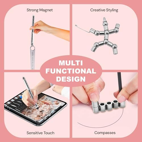 Magentic Fidget Pen, Gifts For Teen Boys Fathers, Teacher Appreciation & Birthday Gift For Men Women Him Her Teenage Boys, Cool Gadget Toys For Adults Office Desk Accessories, Silver