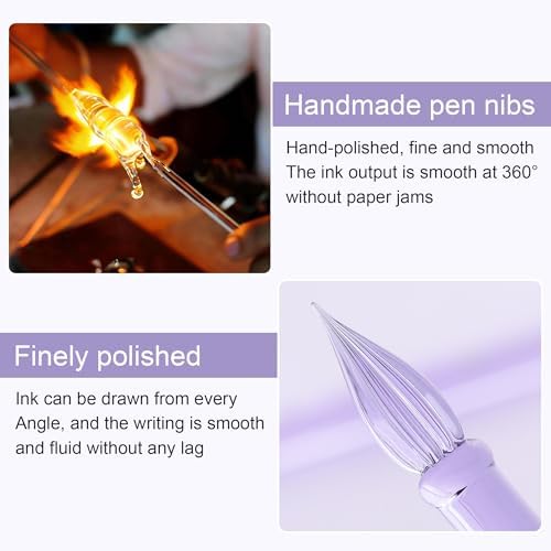 Handmade Glass Dip Pen Crystal Glass Signature Pen Suitable for Artists Adults and Teens For Writing Drawing Signing and Gift-giving
