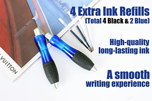 Weighted Pen for Hand Tremors Fat Pen for Arthritic Hands (Two Blue)
