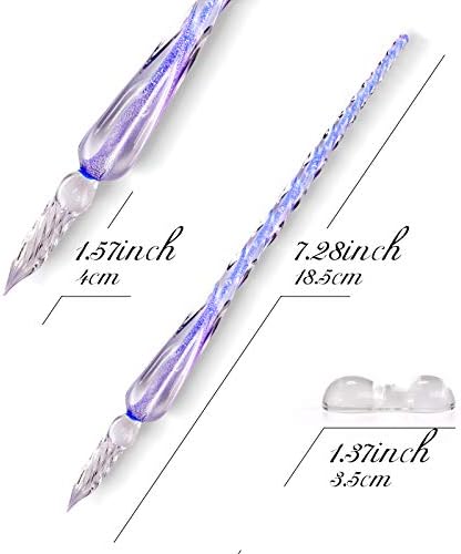 Glass Dip Pen Set,Calligraphy Pen,Crystal Signature Pen for Art, Writing, Signatures -Decoration and Business Gift