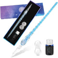 Luxiv Glass Ink Pen Set, Glass Dip Pen with Fluorescent Ink and Pen Holder Art Crystal Glass Pens for Signatures, Business Christmas Gift Glass Ink Pens (Blue, Basic)