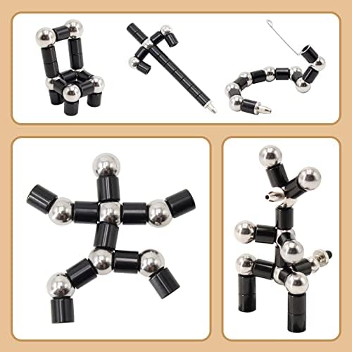 Magnetic Fidget Pen with 13 Rings - Decompression Magnet Pen, Creative Writing Toy, Stress Relief Gift (Black)